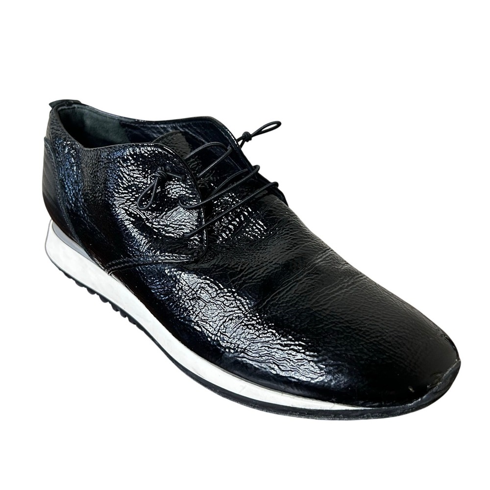 Donna Carolina Sneakers Size 9.5‎ Black Patent Leather Comfort Athleisure